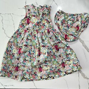 Baby Gap Toddler Girls Floral Multicolor Lined Sleeveless Dress White Pink 2T